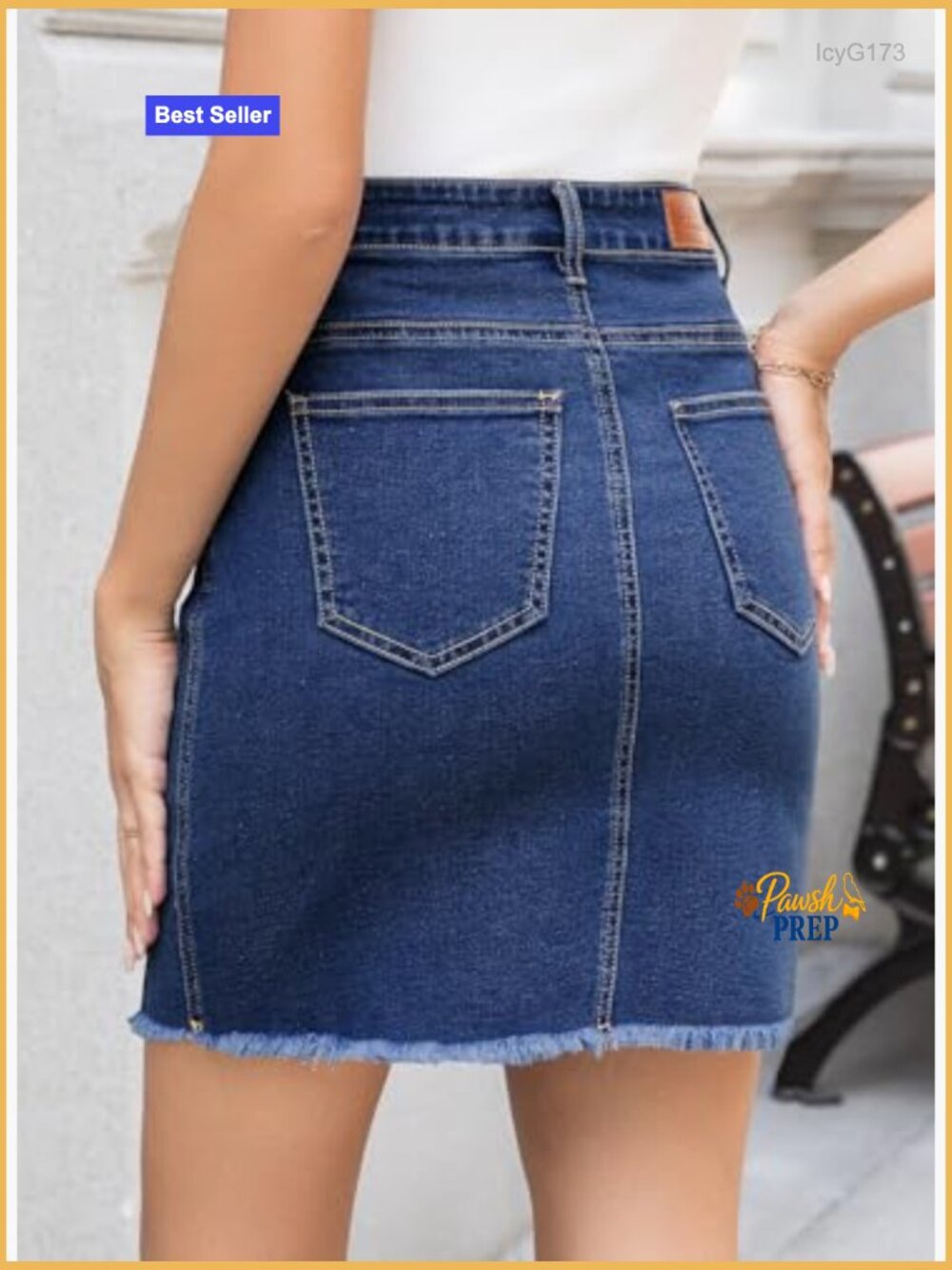High Rise Ripped Frayed Button Fly Denim Skirt Stretchy Cotton Summer - Picture 2 of 7